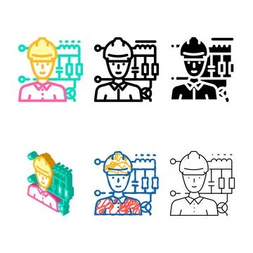 Electronics engineer worker range color icon vector Stock Illustration