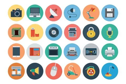 Electronics Flat Icons Stock Illustration