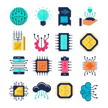 Electronics flat icons Stock Illustration