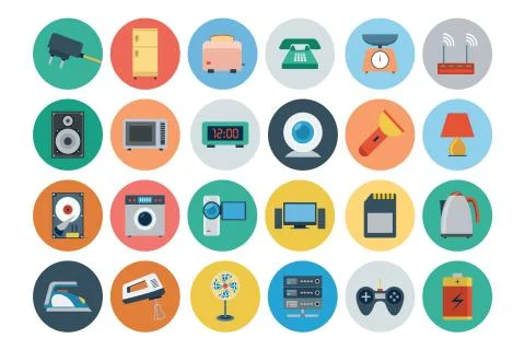 Electronics Flat Vector Icons Stock Illustration