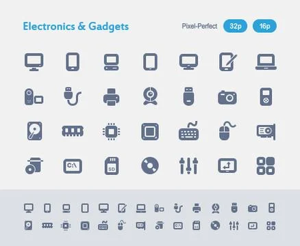 Electronics &amp; Gadgets - Ants Icons Illustrazione stock