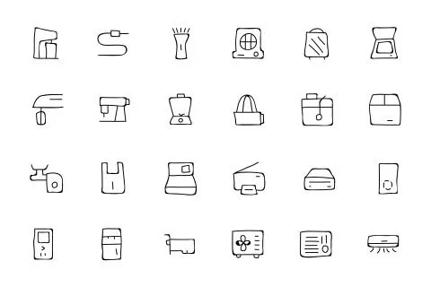 Electronics Hand Drawn Doodle Icons Stock Illustration