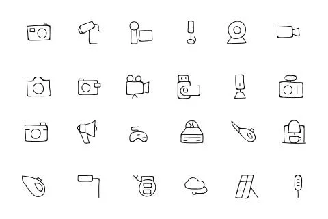 Electronics Hand Drawn Doodle Icons Set Stock Illustration