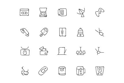 Electronics Hand Drawn Doodle Icons Pack Stock Illustration