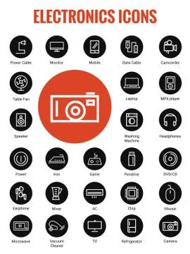 Electronics Icon Set with white background Stock Illustration
