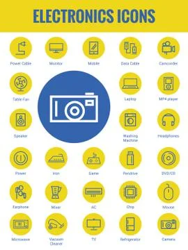 Electronics Icon Set with white background Stock Illustration