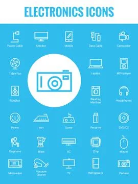 Electronics Icon Set with white background Stock Illustration
