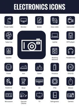 Electronics Icon Set with white background Stock Illustration