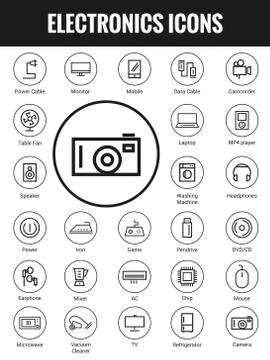 Electronics Icon Set with white background Stock Illustration