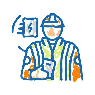 Electronics installers repairers icon doodle illustration Illustrazione stock