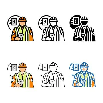Electronics installers stylized repairers color icon vector Stockillustratie