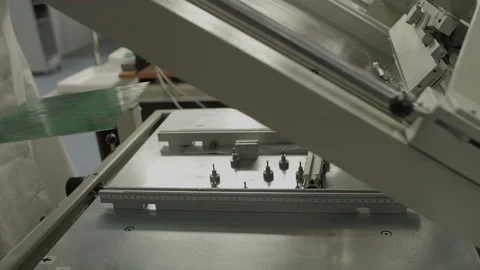 Electronics laboratory, Green plate of electronic parts being picked from a Stock Footage 153985769