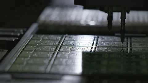 Electronics manufacturing circuit board chip building Stock Footage 252756322