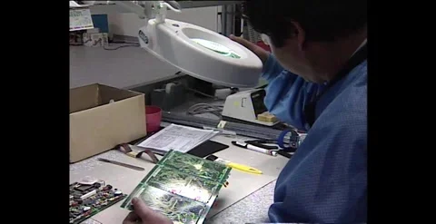 Electronics Manufacturing – Circuit Boards (1990s) Stock Footage 319421873