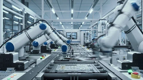 Electronics Manufacturing Conveyor at Factory VFX Stock Footage 318068566
