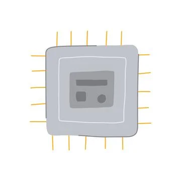 Electronics microchip cartoon vector illustration Ilustración de archivo
