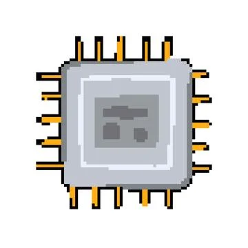 Electronics microchip pixel art vector illustration Stock Illustration