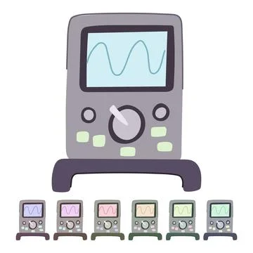 Electronics oscillograph vector cartoon graphic Illustrazione stock
