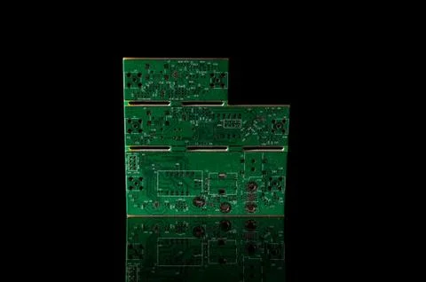 Electronics PCB isolated on the black Foto stock
