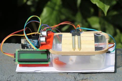 Electronics project that is built using ultrasonic sensor Stock-Fotos