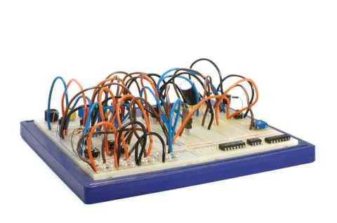 Electronics prototyping on the breadboard Foto stock