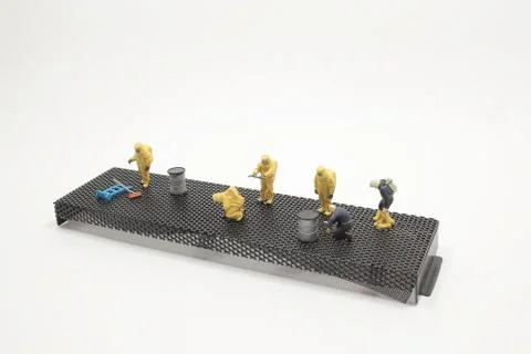An Electronics Recycling Concept, Team of engineers repairing 写真素材
