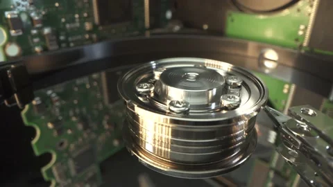 Electronics repair. Microship of Hard Drive disk in Macro shot. Electronics and Stock Footage 141586263