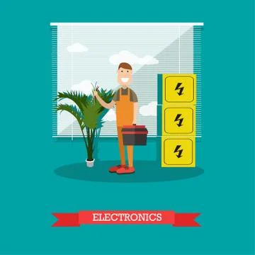 Electronics repair services concept vector illustration in flat style Stock Illustration