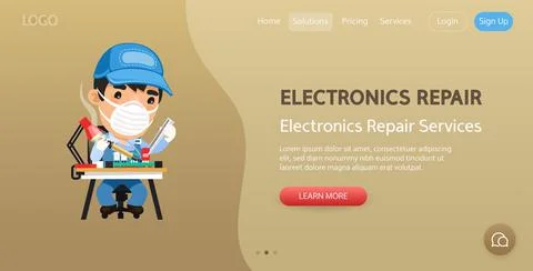 Electronics Repair Website Template Stock Illustration