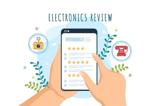 Electronics Review with Customer Rating Quality of Service or Application a.. Stock Illustration