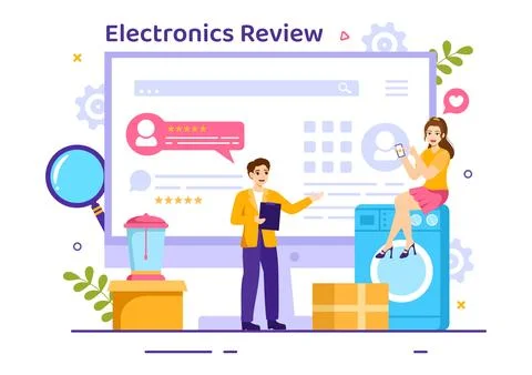 Electronics Review Vector Illustration with Customer Rating Quality of Serv.. イラスト素材