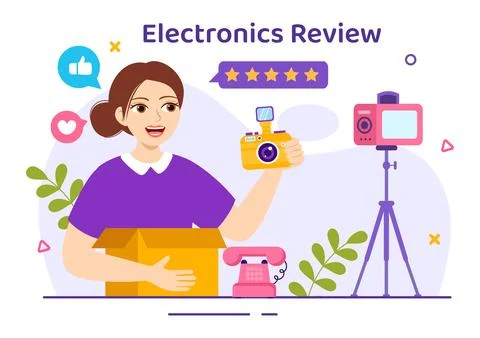 Electronics Review Vector Illustration with Customer Rating Quality of Serv.. イラスト素材