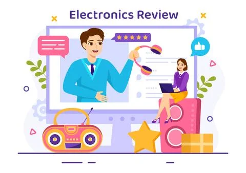 Electronics Review Vector Illustration with Customer Rating Quality of Serv.. Stock Illustration