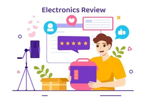 Electronics Review Vector Illustration with Customer Rating Quality of Serv.. Stock Illustration