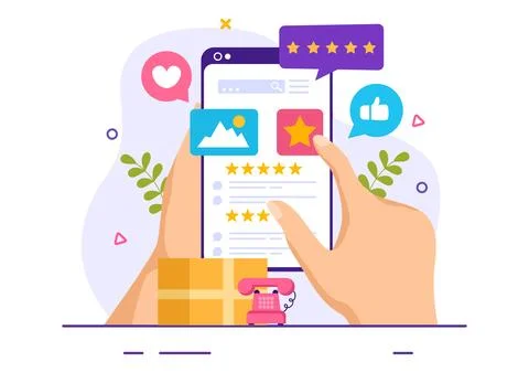 Electronics Review Vector Illustration with Customer Rating Quality of Serv.. Stock Illustration