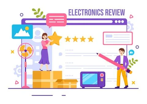 Electronics Review Vector Illustration with Customer Rating Quality of Serv.. イラスト素材