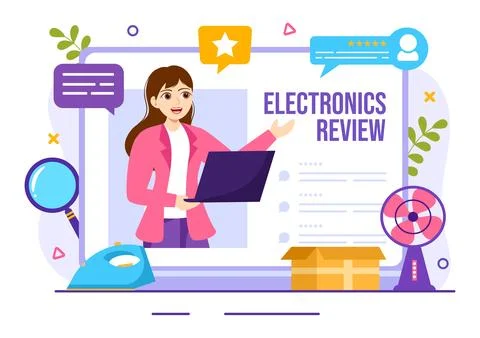 Electronics Review Vector Illustration with Customer Rating Quality of Serv.. Stock Illustration
