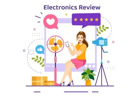 Electronics Review Vector Illustration with Customer Rating Quality of Serv.. Stock Illustration