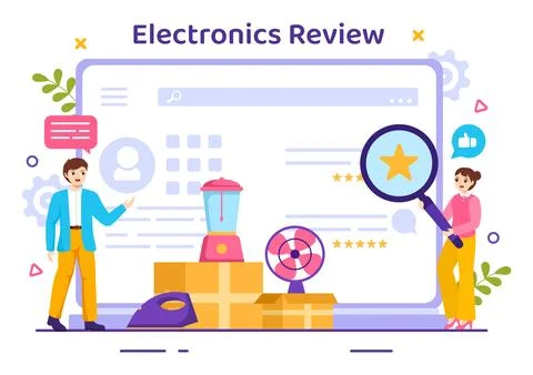 Electronics Review Vector Illustration with Customer Rating Quality of Serv.. Stock Illustration