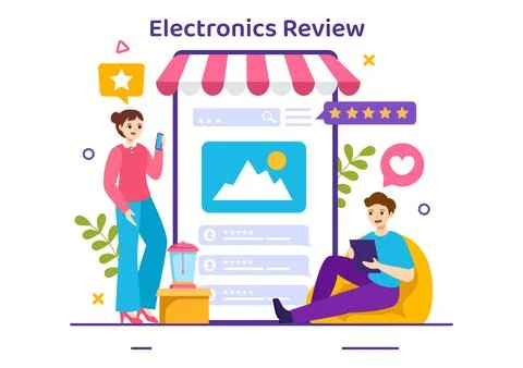 Electronics Review Vector Illustration with Customer Rating Quality of Serv.. Stock Illustration