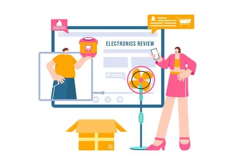 Electronics Review Vector Illustration with Customer Ratings on Quality of .. Stock Illustration