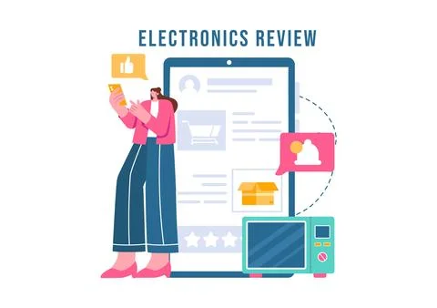 Electronics Review Vector Illustration with Customer Ratings on Quality of .. Stock Illustration