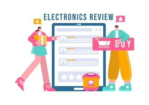 Electronics Review Vector Illustration with Customer Ratings on Quality of .. イラスト素材
