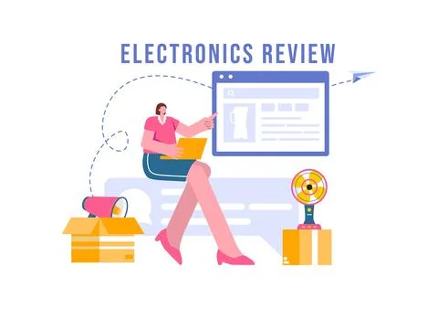 Electronics Review Vector Illustration with Customer Ratings on Quality of .. イラスト素材