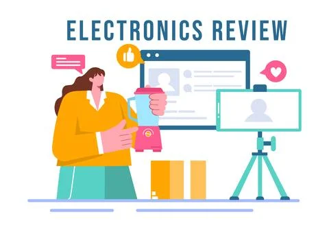Electronics Review Vector Illustration with Customer Ratings on Quality of .. Illustrazione stock