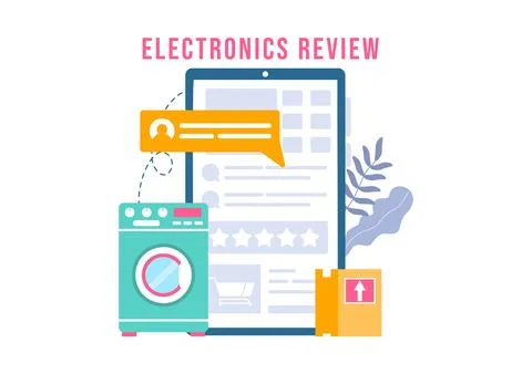 Electronics Review Vector Illustration with Customer Ratings on Quality of .. イラスト素材
