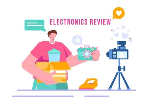 Electronics Review Vector Illustration with Customer Ratings on Quality of .. イラスト素材