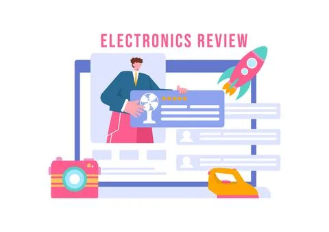 Electronics Review Vector Illustration with Customer Ratings on Quality of .. Stock Illustration