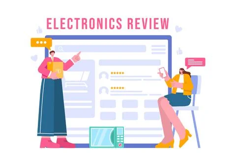 Electronics Review Vector Illustration with Customer Ratings on Quality of .. Stock Illustration
