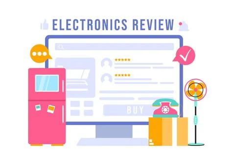 Electronics Review Vector Illustration with Customer Ratings on Quality of .. イラスト素材